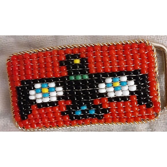 Handmade Accessories - Tribal Southwest Beaded handmade small eagle belt buckle 1"X2"